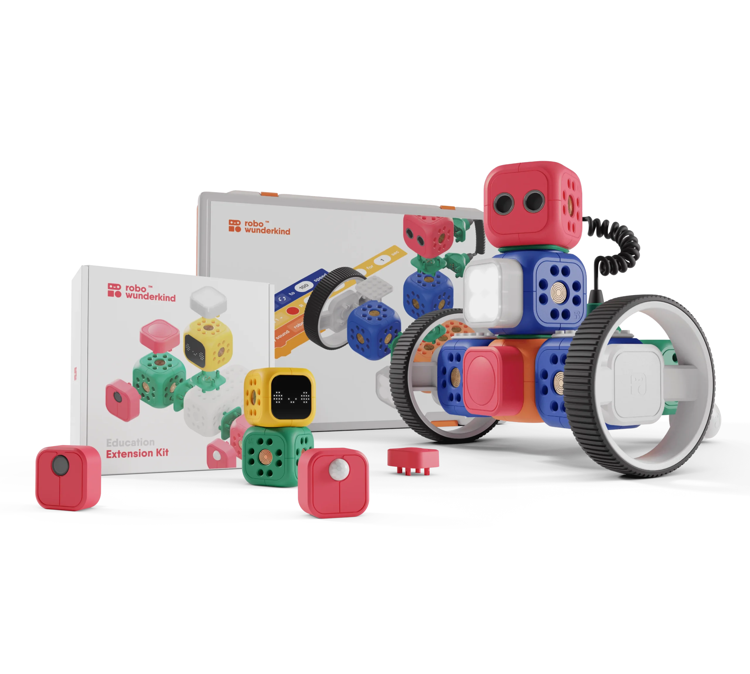 Starter Kit Robo Wunderkind 2 apps Gratis con Biblioteca de proyectos Juego de robótica Modular Juguete Stem con 5 Bloques y 12 Piezas Robots programables para niños 